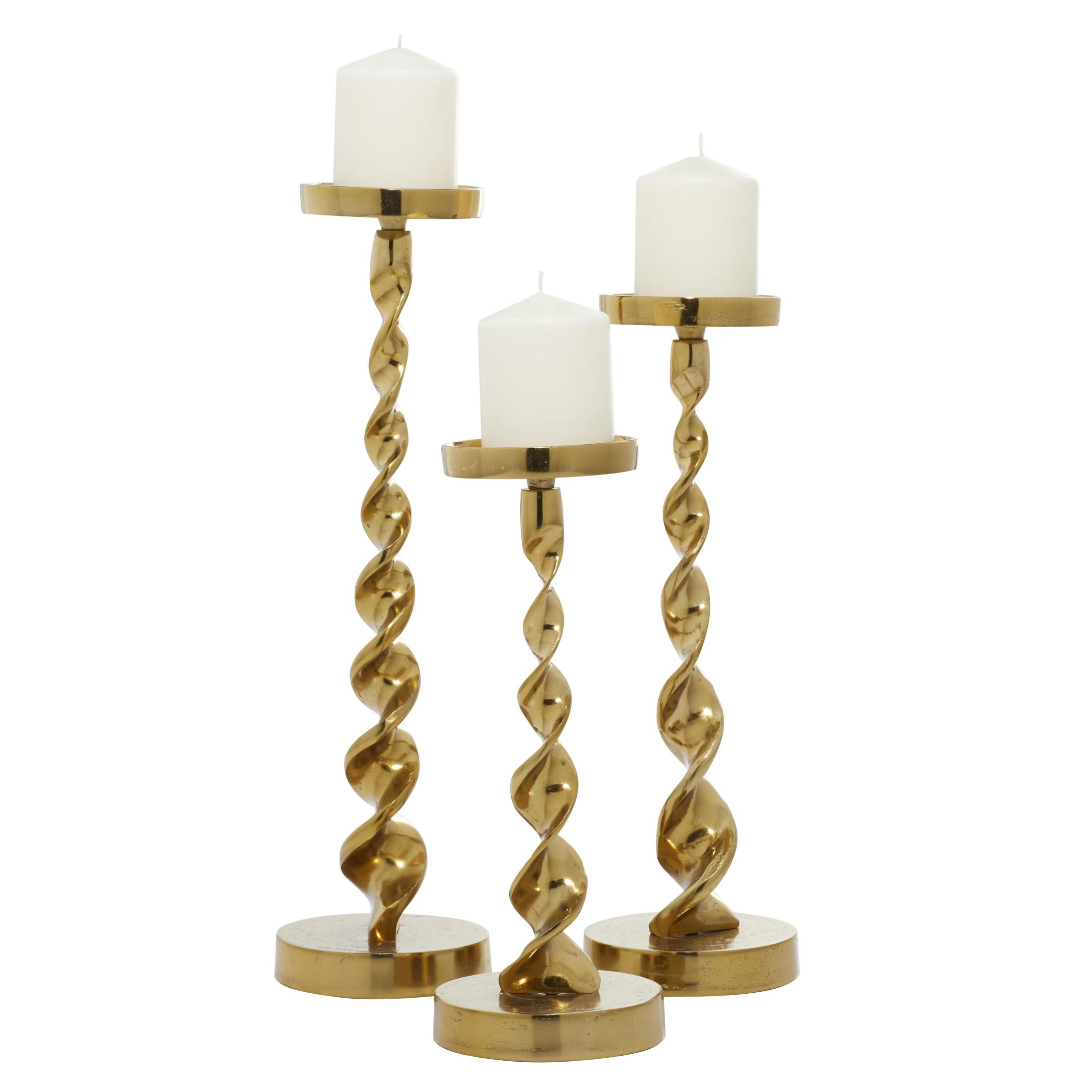 DecMode 3 Candle Gold Aluminum Metal Candle Holder, Set of 3 - Walmart.com