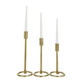 thumbnail image 1 of DecMode 3 Candle Gold Aluminum Metal Tapered Candle Holder with Ring Bases, Set of 3, 1 of 9
