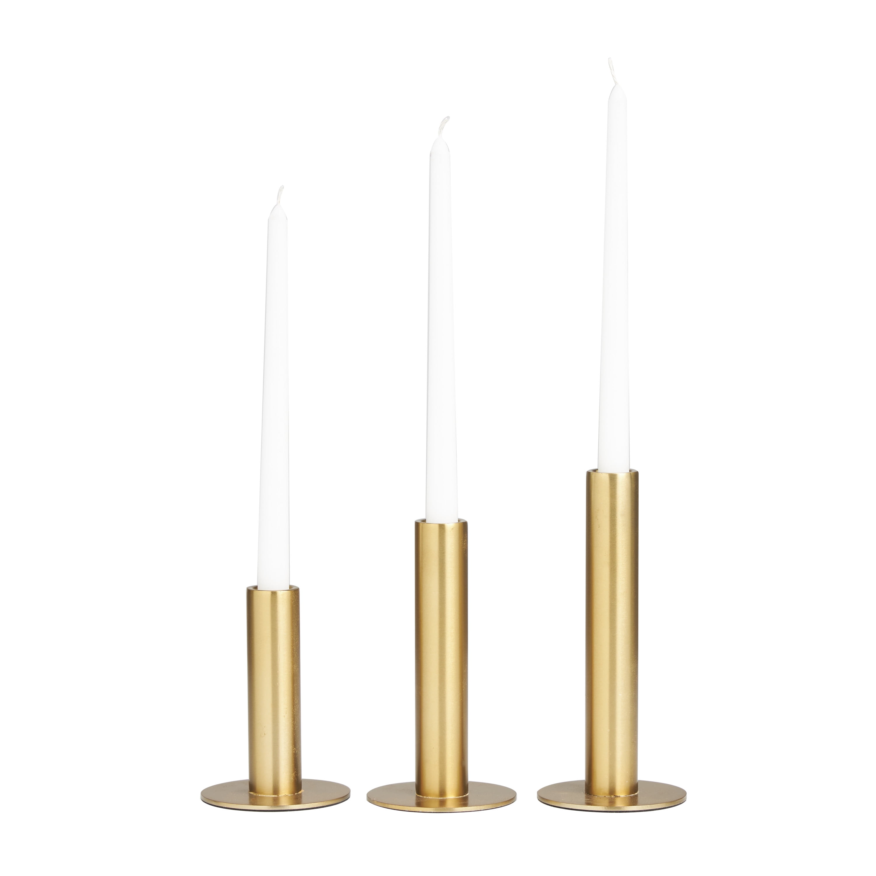 DecMode 3 Candle Gold Stainless Steel Slim Minimalistic Candle Holder ...