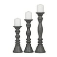 thumbnail image 1 of DecMode 3 Candle Gray Wood Candle Holder, Set of 3, 1 of 9