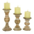 thumbnail image 1 of DecMode 3 Candle Light Brown Wood Candle Holder, Set of 3, 1 of 7