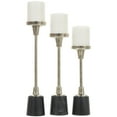 thumbnail image 1 of DecMode 3 Candle Silver Aluminum Metal Slim Candle Holder with Black Marble Base, Set of 3, 1 of 10