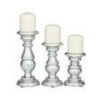 thumbnail image 1 of DecMode 3 Candle Silver Mango Wood Turned Style Pillar Candle Holder, Set of 3, 1 of 8