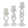 thumbnail image 1 of DecMode 3 Candle White Wooden Chain Link Candle Holder, Set of 3, 1 of 12