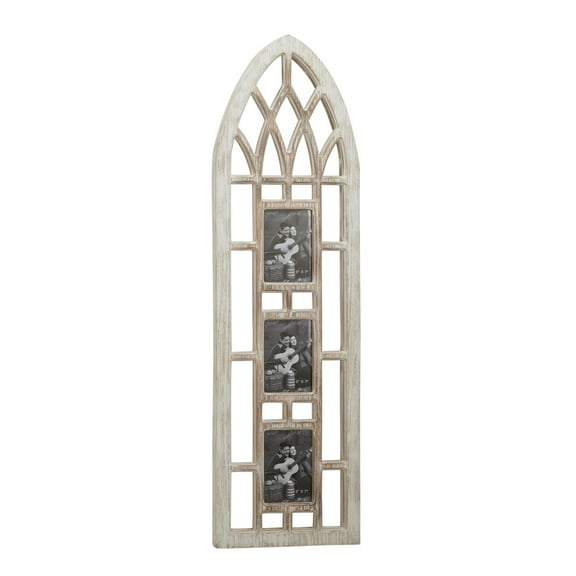 DecMode 3-Opening 5" x 7" Slim Arched Window Inspired Light Brown Wall Photo Frame
