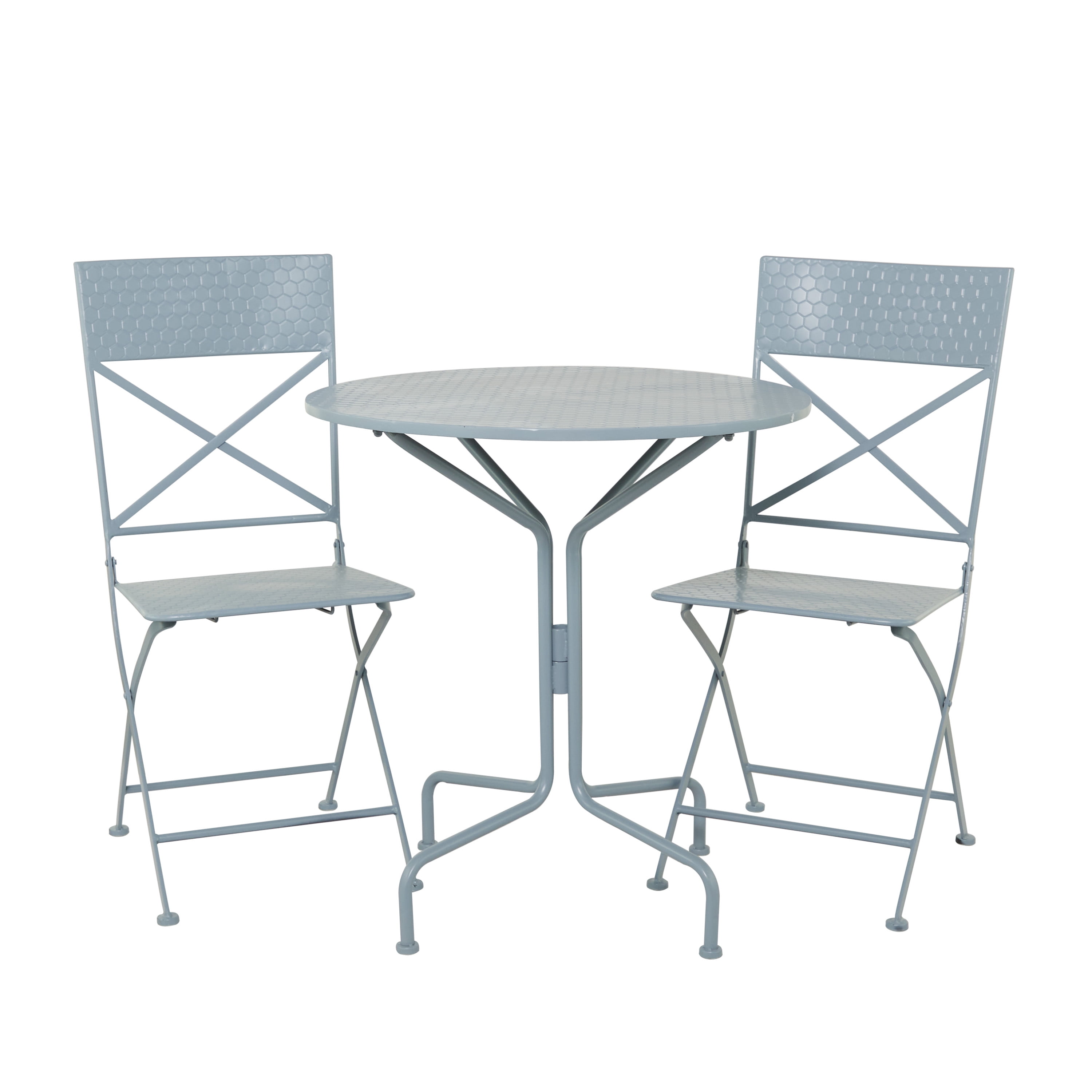 DecMode 3 Pcs Indoor Outdoor Folding Metal Bistro Set