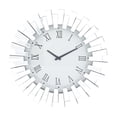 thumbnail image 1 of DecMode 3" Silver Glass Starburst Mirrored Wall Clock, 1 of 8