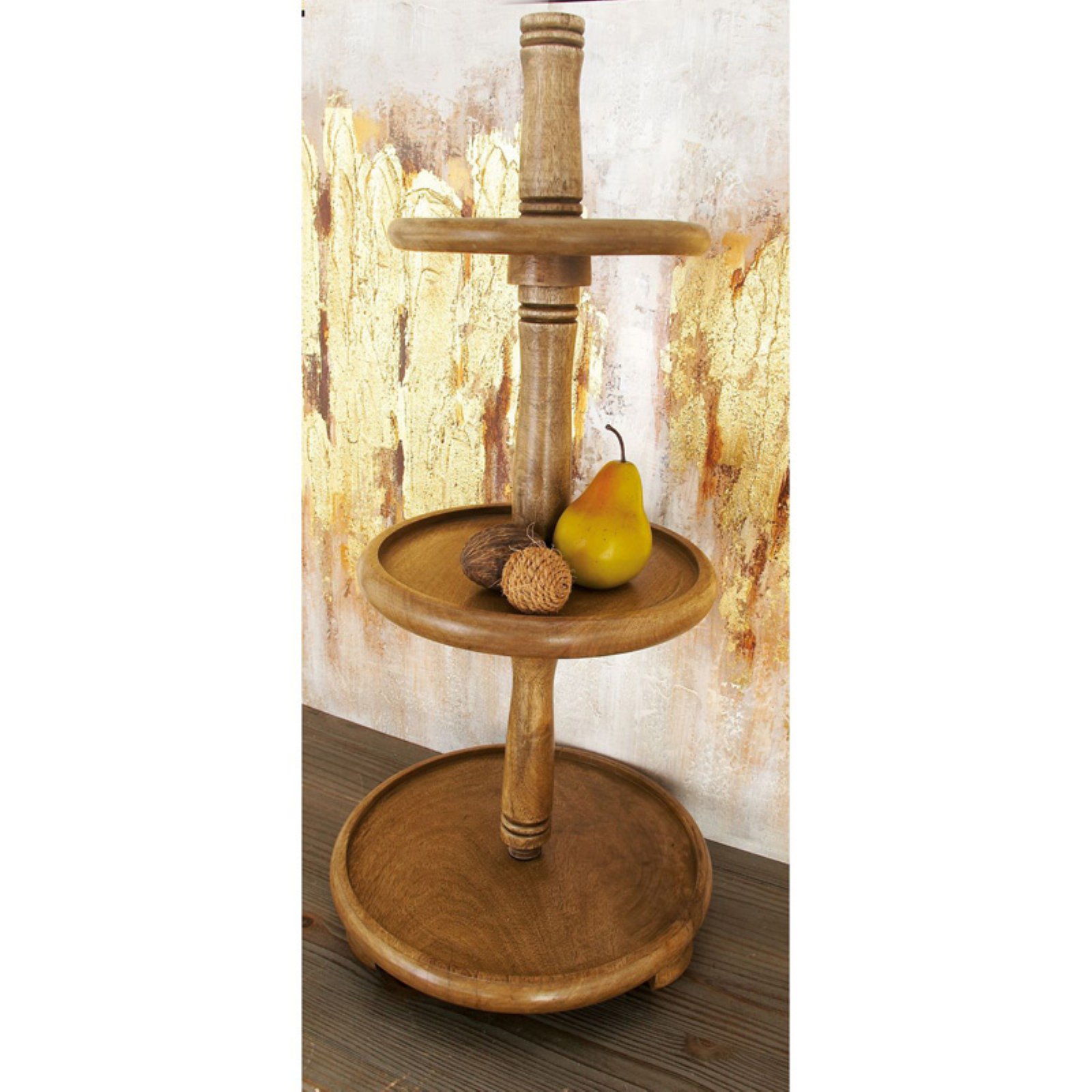 DecMode 3 Tiered Wood Tray