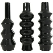DecMode 3"W, 11"H Abstract Bubble Inspired Black Ceramic Vase with Varying Shapes, Set of 3