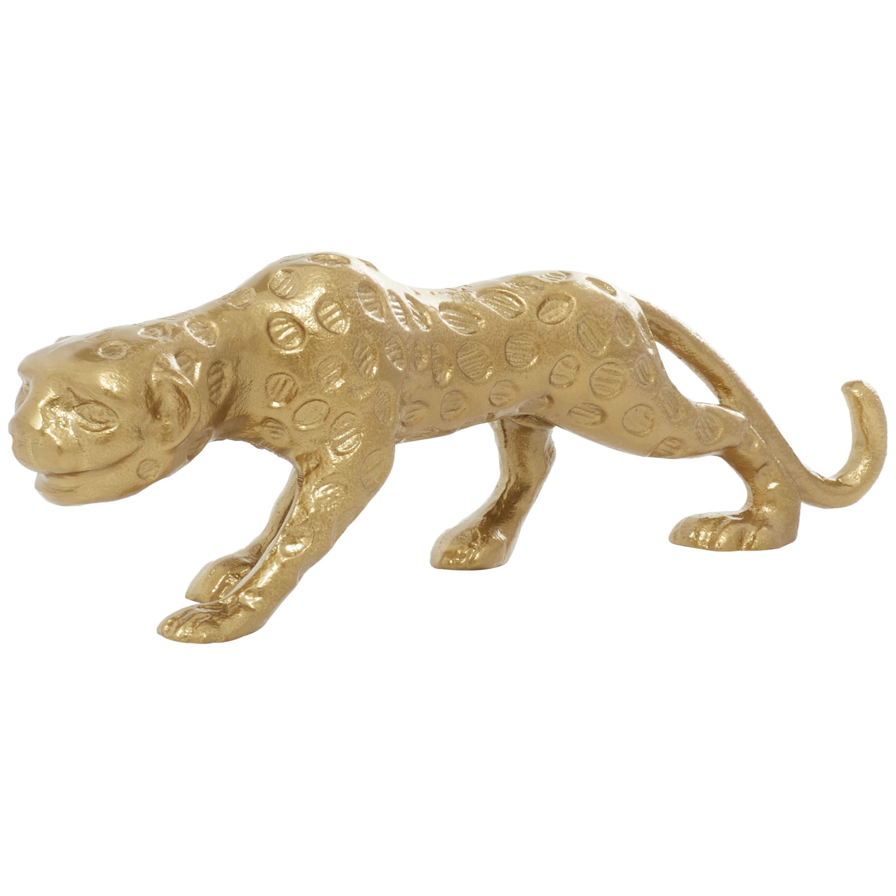 DecMode 3"W, 5"H Aluminum Contemporary Leopard Sculpture, Gold