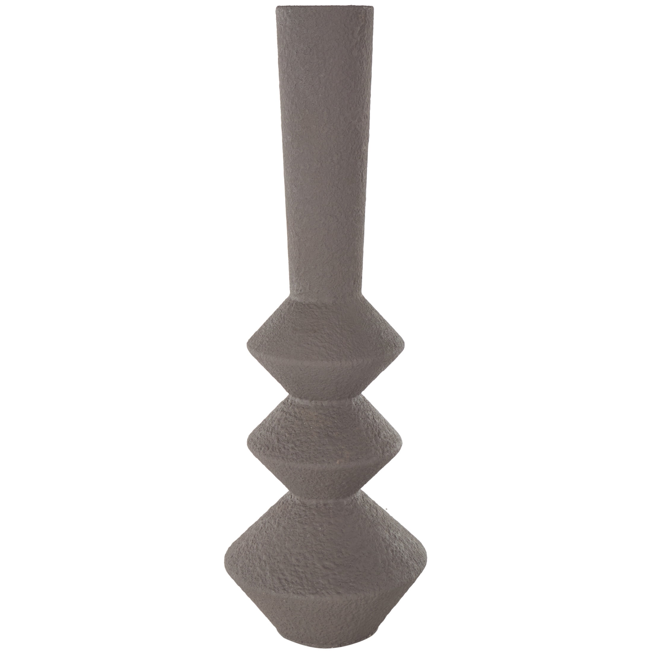 DecMode 30" Art Deco Fluted Dark Gray Metal Vase