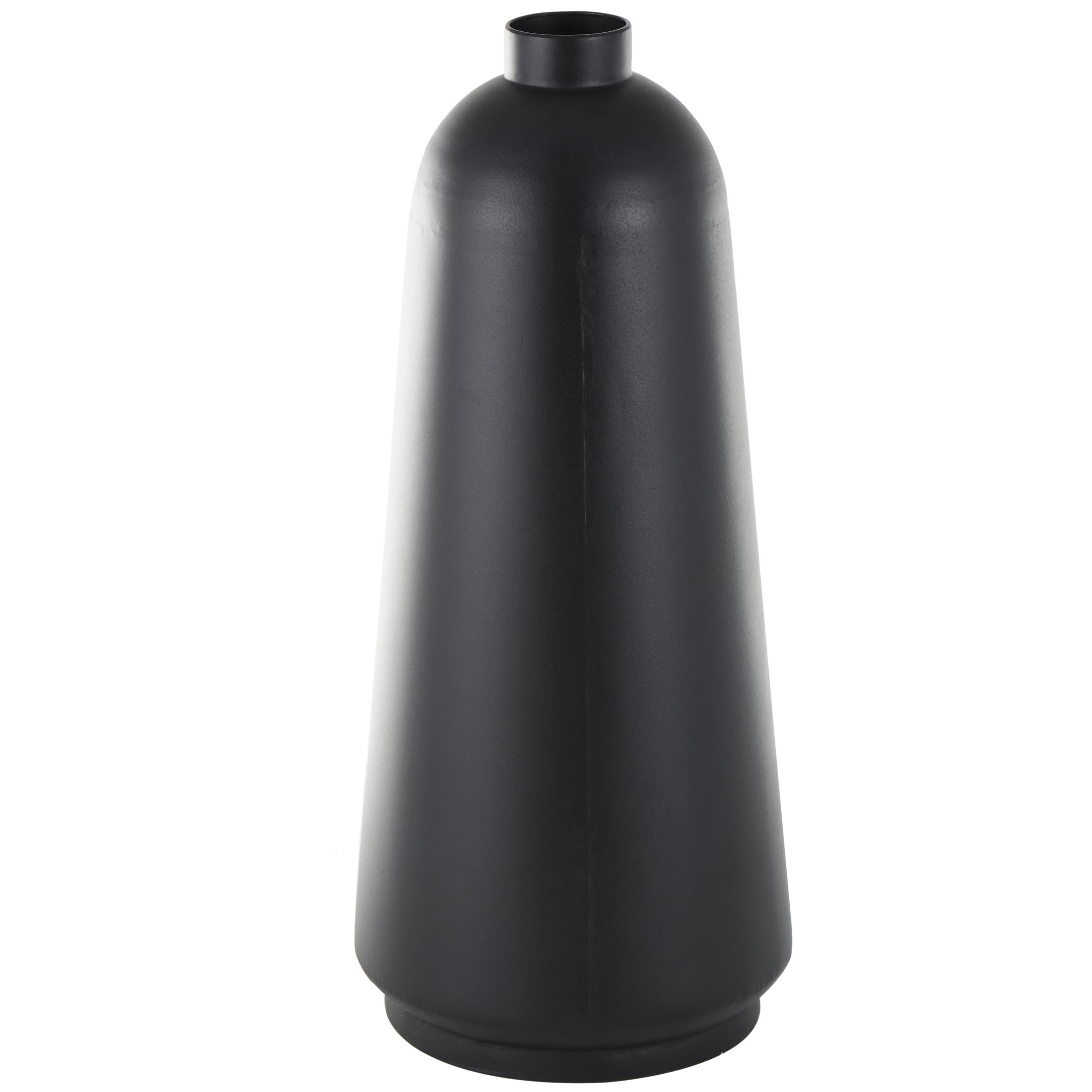 DecMode 30" Black Metal Vase with Narrow Opening