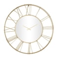 thumbnail image 1 of DecMode 30" Gold Metal Open Frame Wall Clock with Center Mirror, 1 of 8