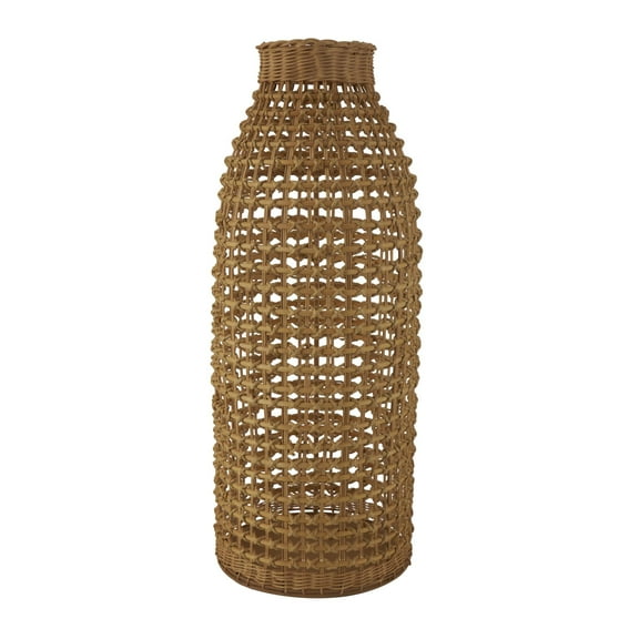 DecMode 30" Handmade Woven Brown Rattan Vase with Open Framed Grid Design