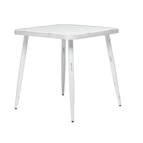 DecMode 30"W, 30"H Aluminum Farmhouse Outdoor Dining Table, White, 1-Piece