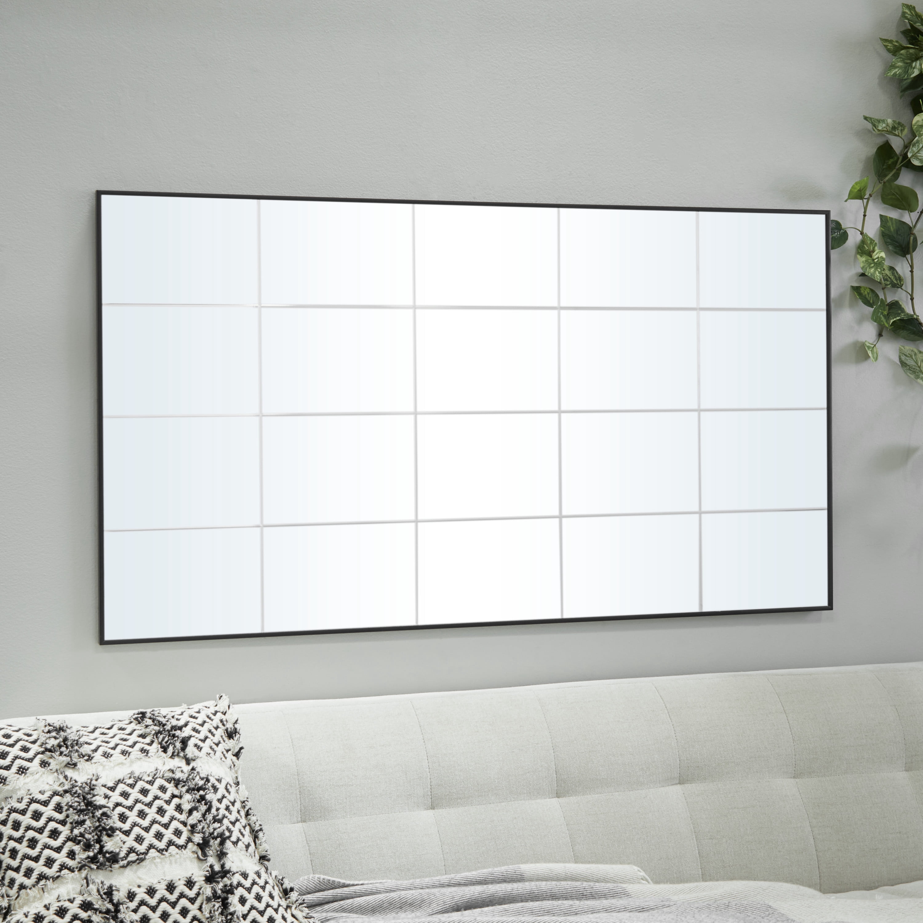 DecMode 30"W, 54"H Rectangle Wall Mirror, Black