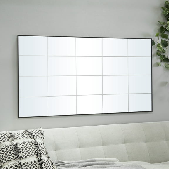 DecMode 30"W, 54"H Rectangle Wall Mirror, Black