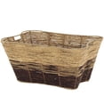 thumbnail image 1 of DecMode 30" x 15" Brown Seagrass Handmade Oversized Color Block Storage Basket with Slot Handles, 1-Piece, 1 of 9