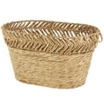 thumbnail image 1 of DecMode 30" x 17" Brown Seagrass Handmade Large Woven Oval Storage Basket with Zig Zag Patterned Rim, 1-Piece, 1 of 9