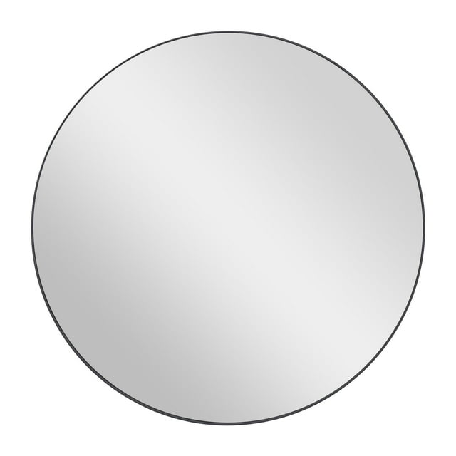 DecMode 30" x 30" Black Wall Mirror with Thin Frame
