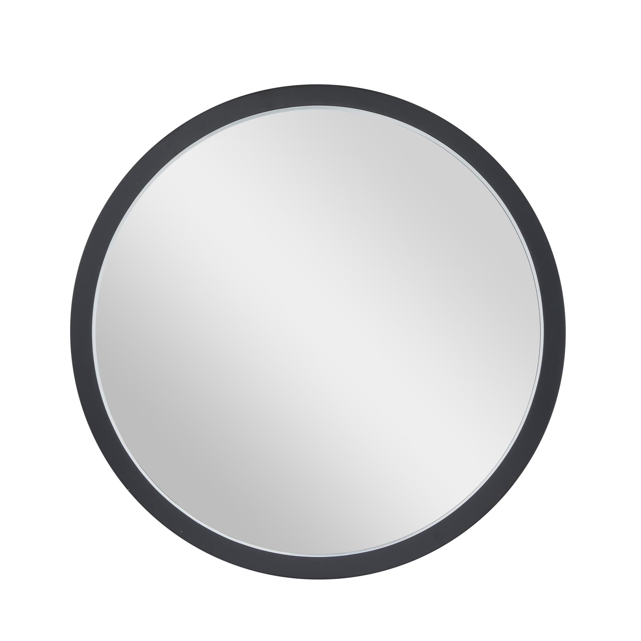 DecMode 30" x 30" Black Wall Mirror with Thin Frame