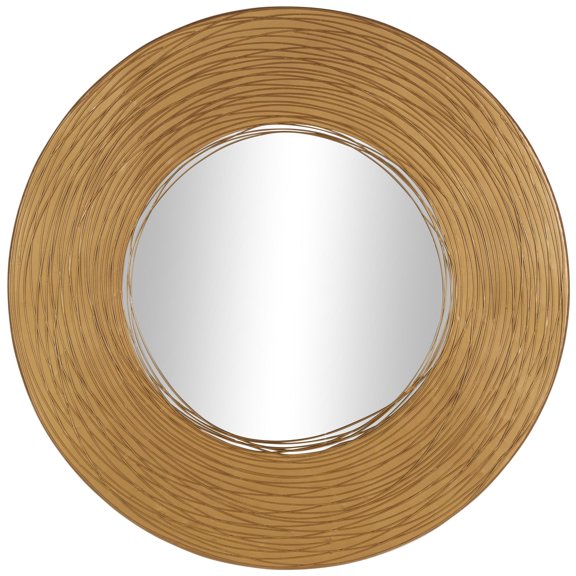DecMode 30" x 30" Gold Abstract Wall Mirror with Overlapping Wire Rings