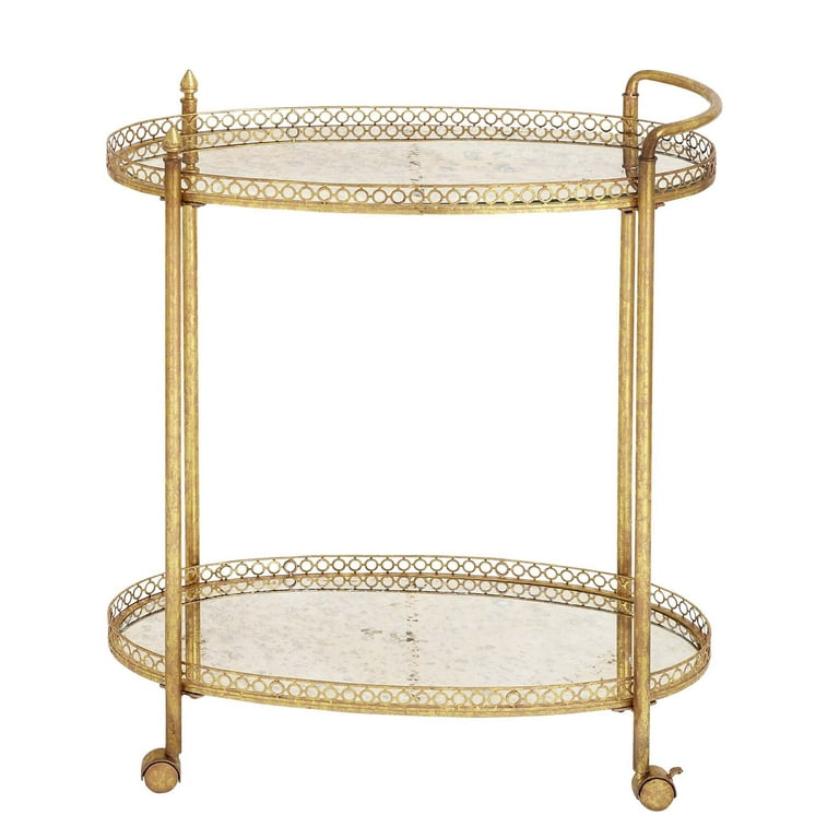 Showstopper Circular Rolling Gold Bar Cart Showstopper Circular Rolling Gold Bar Cart