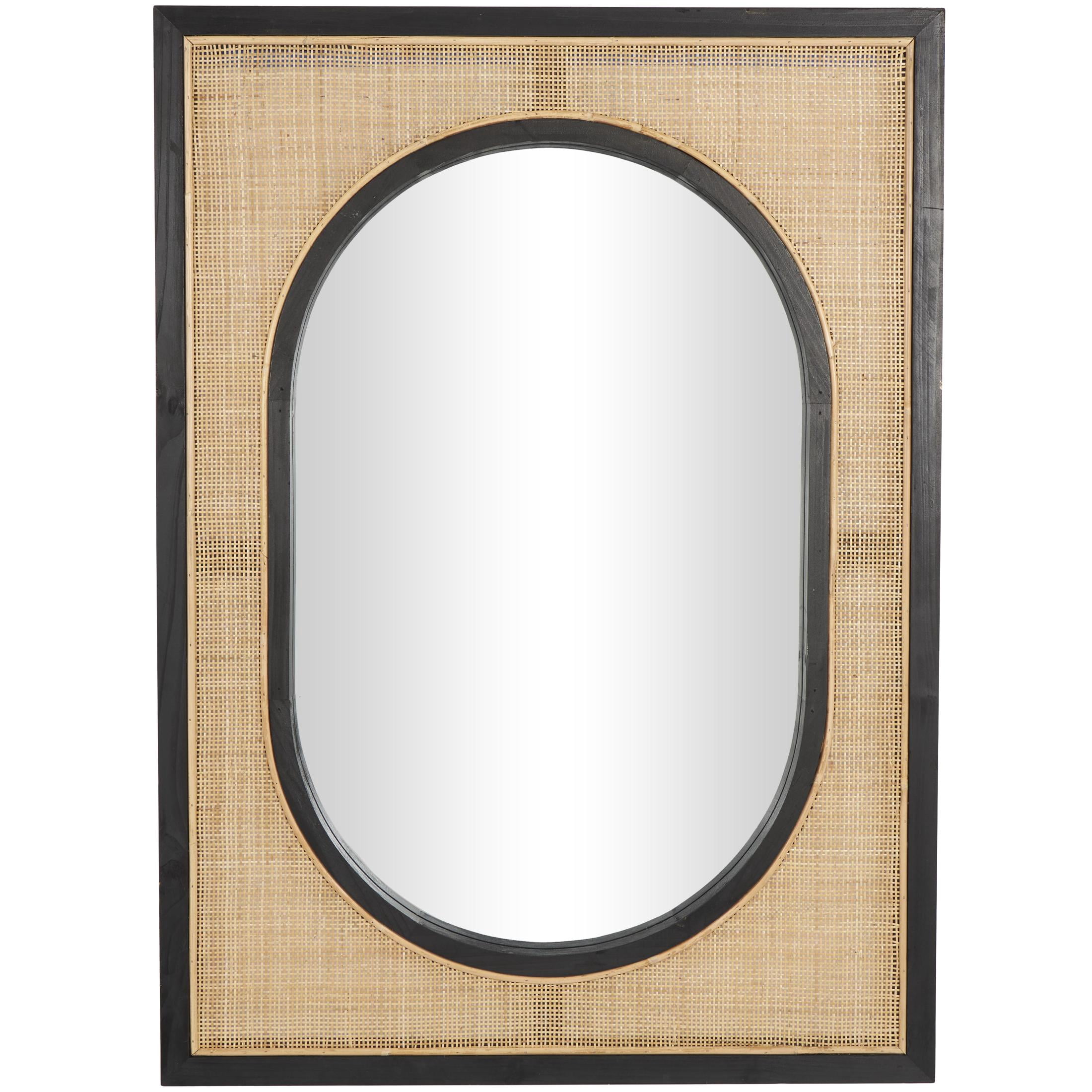 DecMode 30" x 42" Brown Wall Mirror with Black Accent Frames