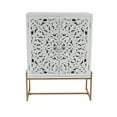 thumbnail image 1 of DecMode 30" x 42" White Wood Intricately Carved 1 Shelf and 2 Doors Floral Cabinet, 1-Piece, 1 of 17