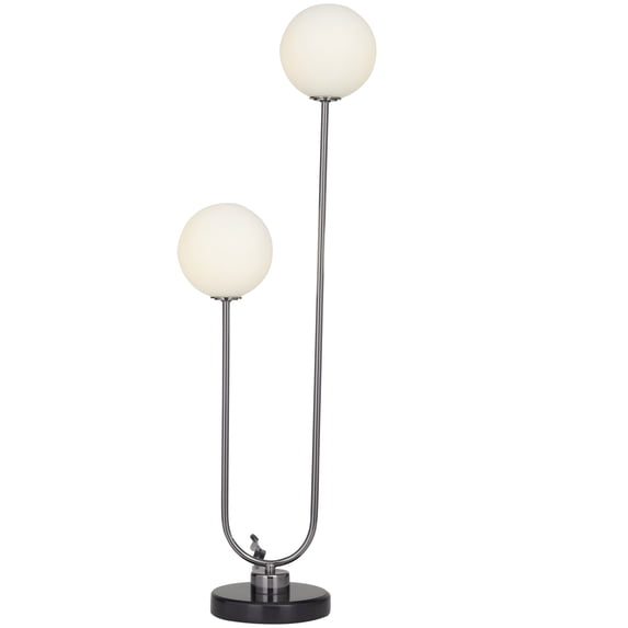 DecMode 31" 2 Light Orb Silver Table Lamp with White Glass Shade