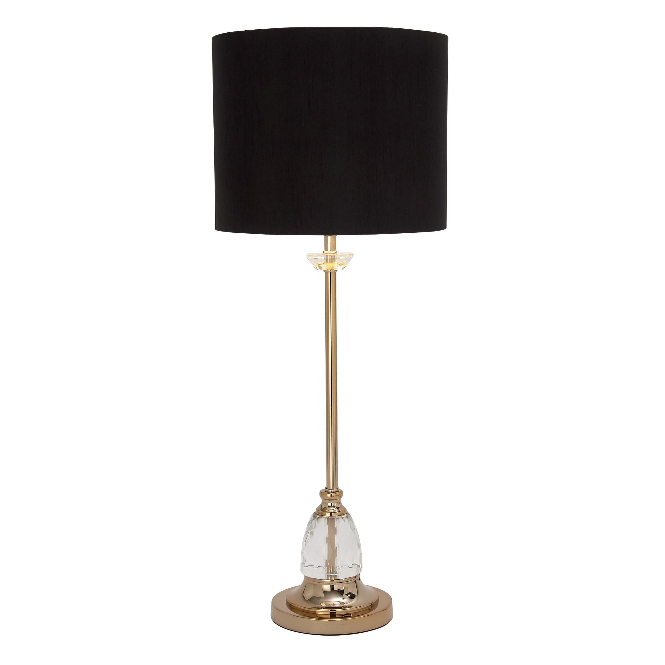 DecMode 31" Gold Buffet Lamp with Black Fabric Shade