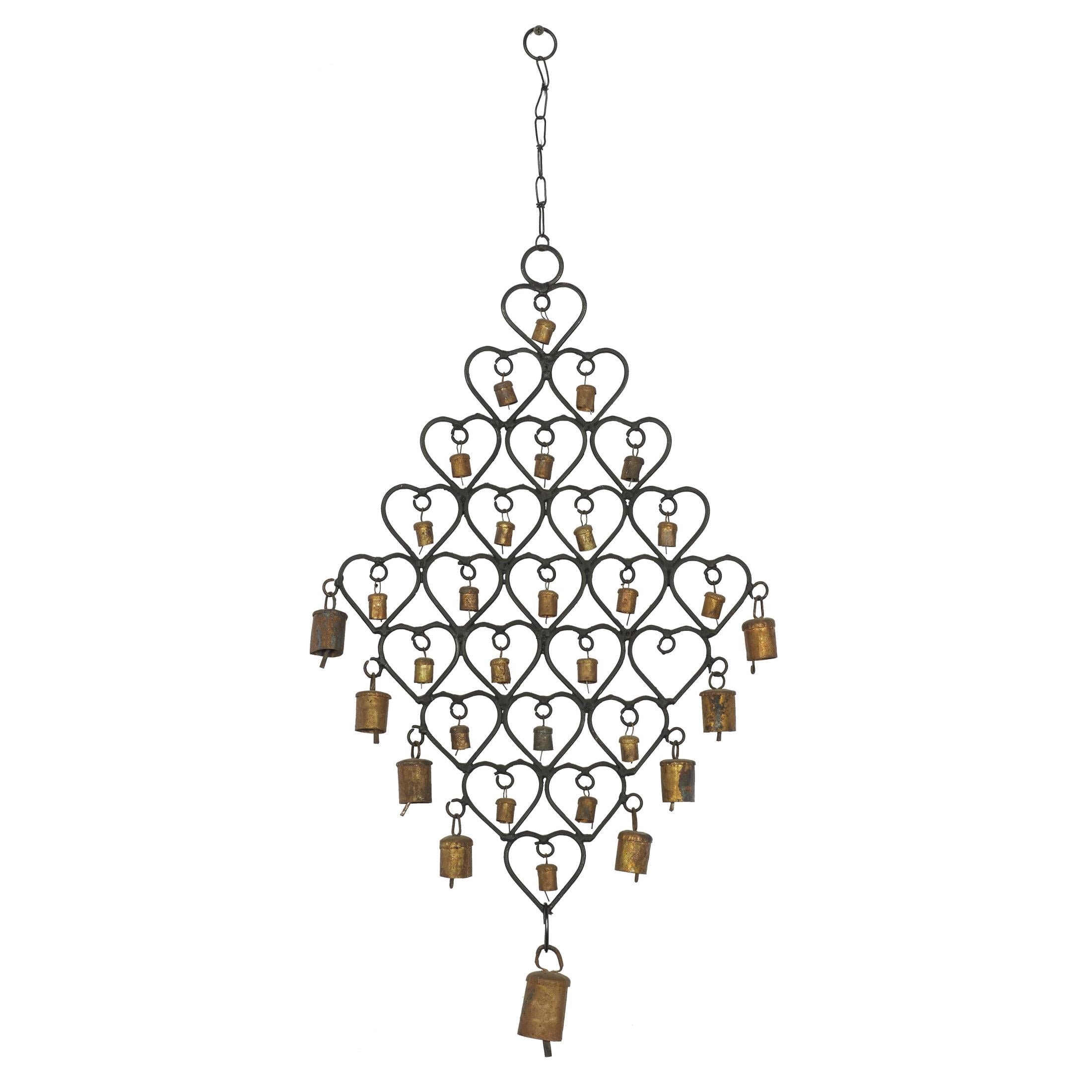 DecMode 30" Brass Metal Bell Windchime with Bells