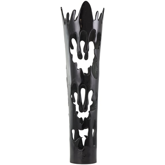 DecMode 31" Drip Black Aluminum Vase with Melting Designed Body