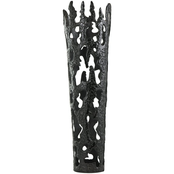 DecMode 31" Drip Black Aluminum Vase with Melting Designed Body