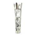 thumbnail image 1 of DecMode 31" Abstract Tall Floor Drip Silver Aluminum Metal Vase with Melting Designed Body, 1 of 10