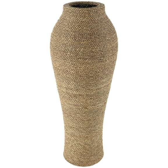 DecMode 31" Handmade Tall Wrapped Brown Seagrass Vase