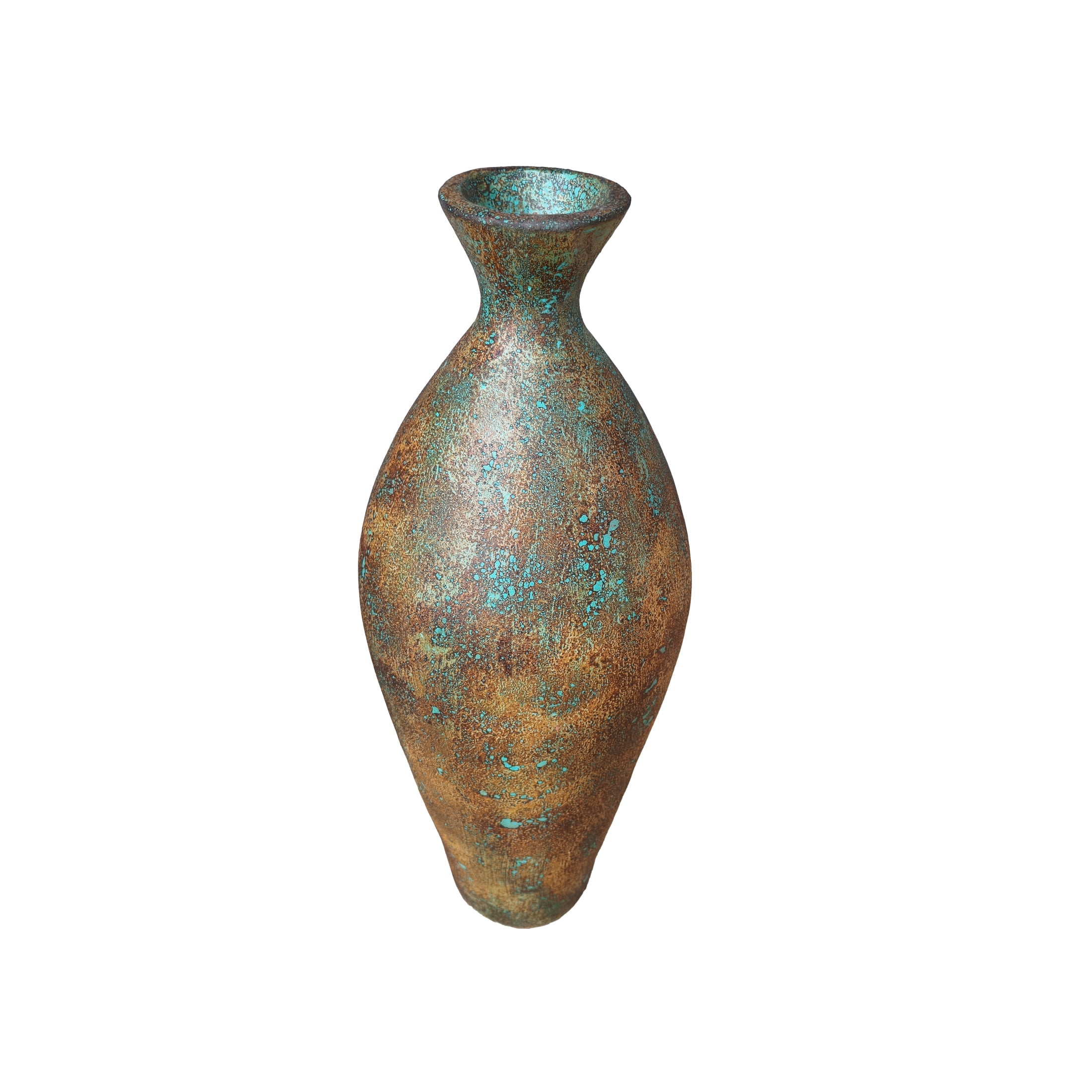 DecMode 31" Tall Distressed Antique Style Green Ceramic Vase