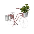 thumbnail image 1 of DecMode 31" x 15" x 23" Red Metal Bike Plantstand with Basket and Saddle Bag Planters, 1 of 11