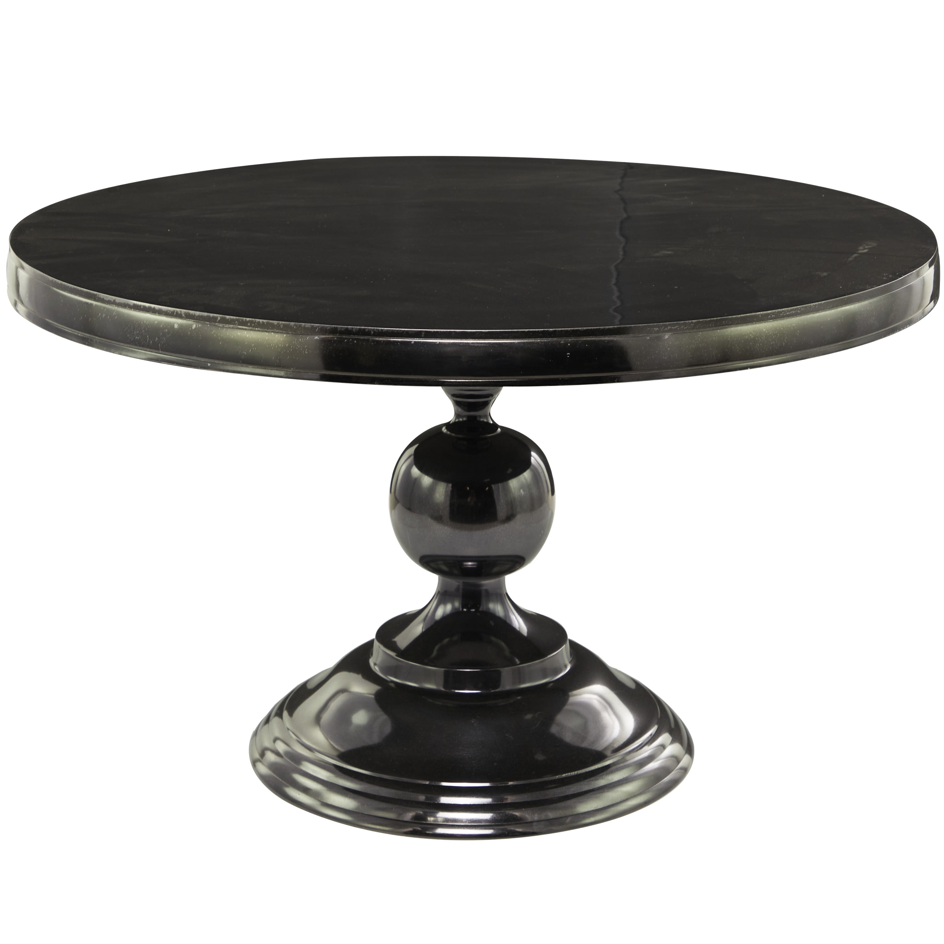 COZAYH Pedestal Small Drinking Table with Scratching Distressed Finish, Contemporary Metal Base End Table, Light Espresso, Other