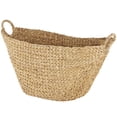thumbnail image 1 of DecMode 31" x 19" Brown Seagrass Handmade Large Woven Storage Basket with Ring Handles, 1-Piece, 1 of 9