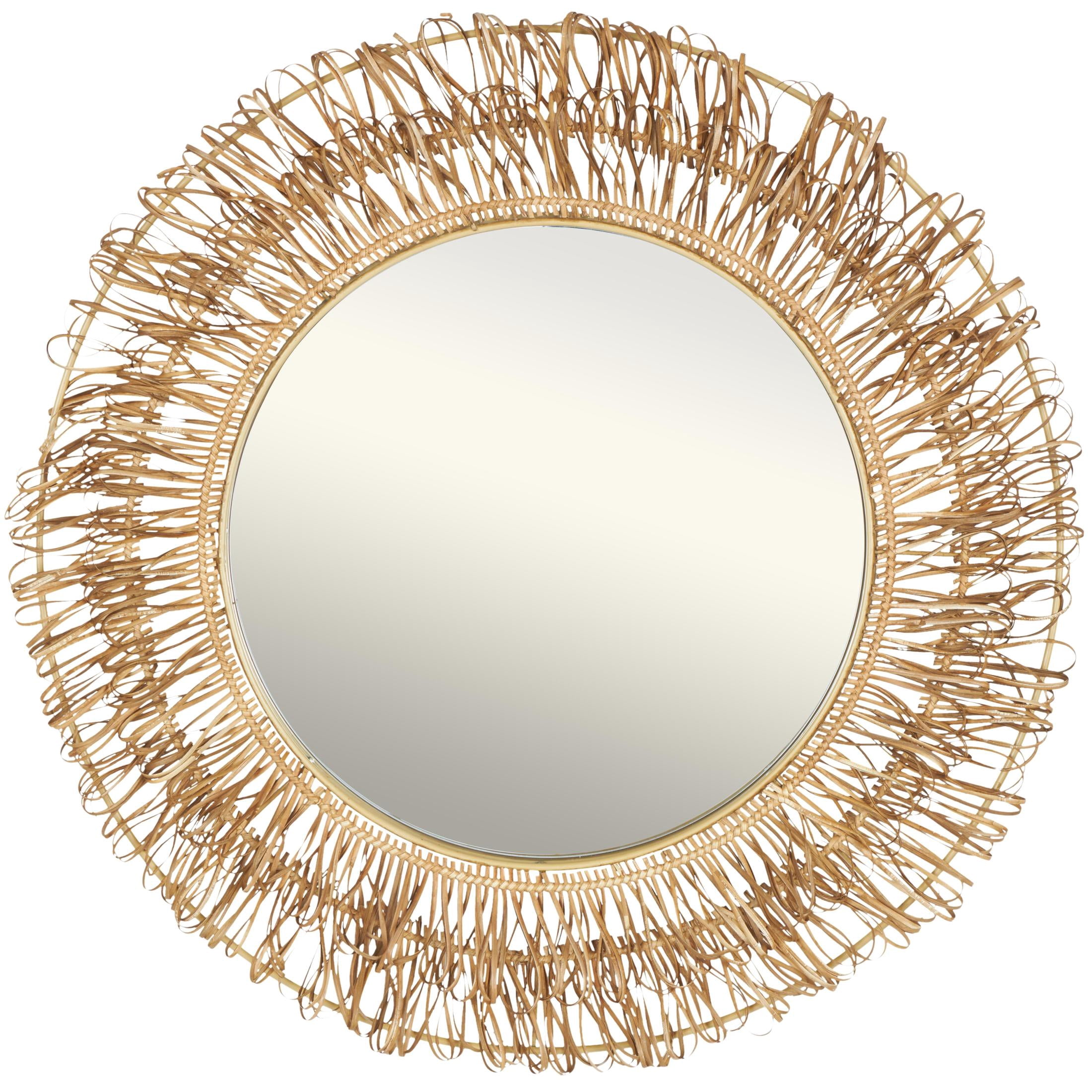 DecMode 31" x 31" Brown Handmade Woven Looped Tribal Wall Mirror