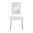 thumbnail image 1 of DecMode 31" x 31" White Wood Single Drawer Console Table with Mirror, 2-Pieces, 1 of 10