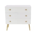 thumbnail image 1 of DecMode 31" x 32" White Wood Geometric Cabinet with Gold Accents, 1-Piece, 1 of 18