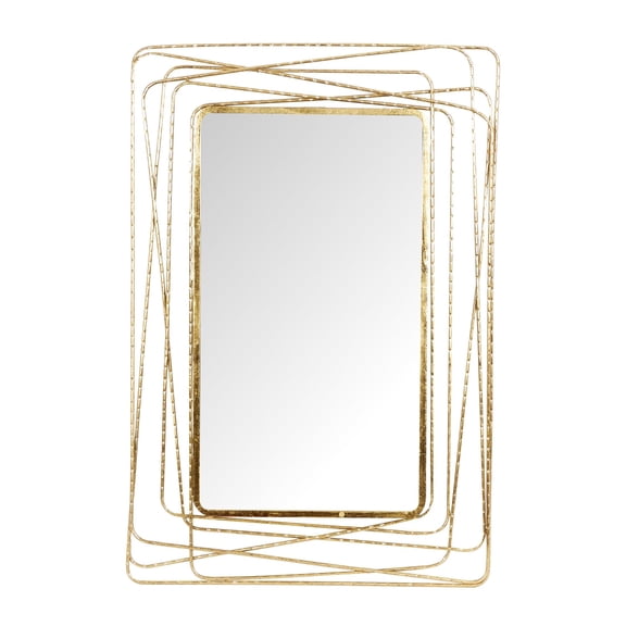 DecMode 31" x 47" Gold Abstract Wall Mirror with Thin Metal Rectangle Frame