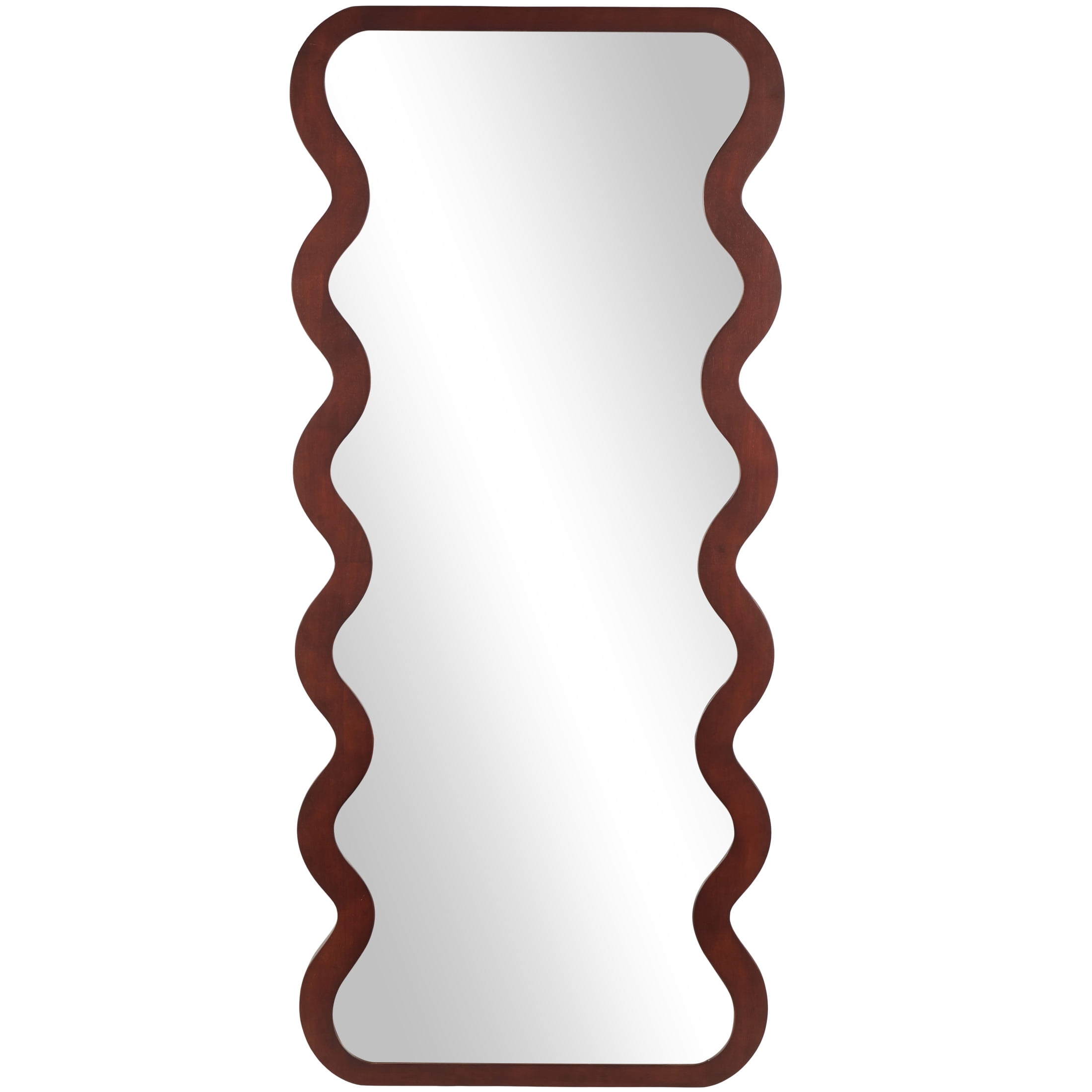 DecMode 31" x 71" Dark Brown Wavy Wall Mirror