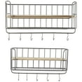 thumbnail image 1 of DecMode 32", 26"W Gray Metal 2 Shelves Wall Hook, 2-Pieces, 1 of 9