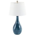 thumbnail image 1 of DecMode 32" Textured Abstract Teal Table Lamp with Cream Linen Shade (2 Count), 1 of 10