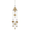 thumbnail image 1 of DecMode 32" Brown Mango Wood Handmade 3 String Hamsa Buddha Windchime with Glass Beads and Cone Bells, 1 of 7