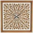 thumbnail image 1 of DecMode 32" Brown Wood Floral Wall Clock with White Cutout Board, 1 of 9