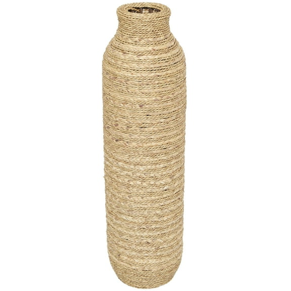 DecMode 32" Handmade Slim Woven Tall Brown Seagrass Vase